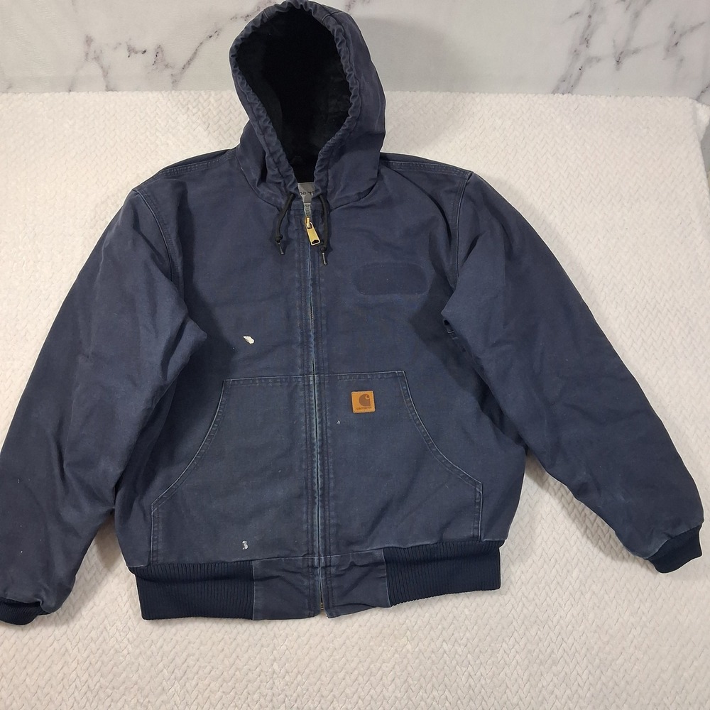 Carhartt 376-20 Duck Lined Active Jacket Mens L Navy Blue.